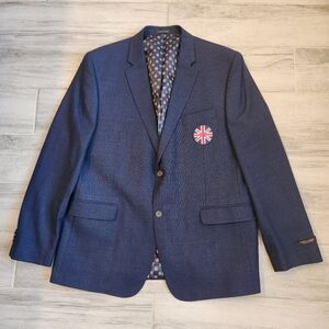 Austin Reed London blazer 46R royal blue sport coat British UK flag Business